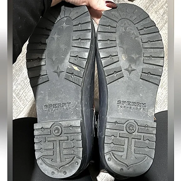 SPERRY 🌧️  TOP SIDER LEATHER ACCENT FLEECE LINED WATERPROOF RUBBER RAIN BOOTS 11 - Picture 8 of 10